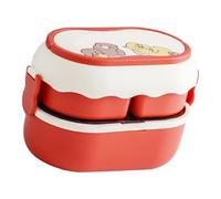 Riuulity Boîte à Déjeuner Portable à 2 Niveaux, ondable, pour Enfants et Adultes, Grande capacité, Facile à Transporter, 8,7x5,9x5,1 Pouces (Litchi Rouge)