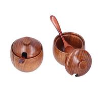Riuulity Boîte à Sel en Bois Pot à Sel et à Poivre Bois de Jujube Naturel Non Toxique sans Odeur Pot à épices de Grande capacité avec Cuillère pour Assaisonnements de Cuisine