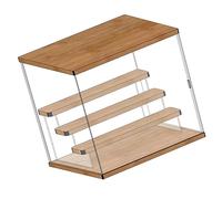 Riuulity Boîte de Rangement Portable Anti-poussière pour Petites Poupées, pour Une Organisation Soignée de la Pièce (Escalier à 4 Niveaux L 32x26x30,4cm)