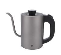 Riuulity Bouilloire électrique à Col de Cygne de 0,8 L à Chauffage Rapide avec Arrêt Automatique, Bouilloire à thé en Acier Inoxydable, Finition Gris Ti pour L'élégance (Prise UE 220V)