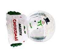 Riuulity Boule de Cristal de Noël de Bureau, Belle Boule de Verre Scintillante, Ornements, Veilleuse, Batterie LR41 (Petit Bonhomme de Neige)