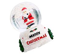 Riuulity Boule de Cristal de Noël de Bureau, Belle Boule de Verre Scintillante, Ornements, Veilleuse, Batterie LR41 (Vieil Homme Petit)