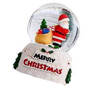 Riuulity Boule de Cristal de Noël de Bureau, Belle Boule de Verre Scintillante, Ornements, Veilleuse, Batterie LR41 (Grand Vieil Homme)