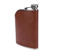 Riuulity Bouteille de Vin en Acier Inoxydable de 240 Ml, Flasque Anti-fuite pour les Voyages en Plein Air, le Camping, Bouchon Durable et Robuste avec Joint Ultra étanche, Entonnoir (BROWN)