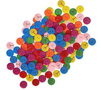 Riuulity Boutons de Couture en Bois de Couleurs Mélangées, Bouton Rond à 2 Trous pour L'artisanat de Bricolage, Accessoire de Vêtements de 0,8 Pouces, Décoration de Maison