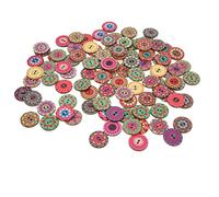Riuulity Boutons en Bois Exquis Motif Fleur Rétro 25mm Accessoires de Bricolage pour L'artisanat de Couture, Paquet de 100 pour les Projets D'artisanat Scolaire