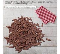 Riuulity Boutons Ovales en Bois de Haute qualité, étiquette Faite à la Main, 2 Trous pour la Couture Artisanale, 200 Pièces de Boutons en Bois Naturel
