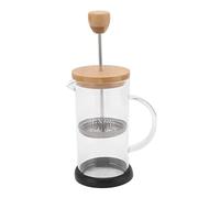 Riuulity Cafetière à Pression Française élégante en Acier Inoxydable, Théière Filtrante Robuste pour la Maison et le Bureau, Verre Facile à Nettoyer (350ML Couverture en bambou)