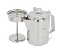 Riuulity Cafetière de Camping en Acier Inoxydable, Percolateur Durable, capacité de 9 Tasses avec Panier Filtrant pour les Amateurs de Plein Air