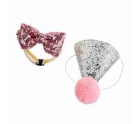 Riuulity Chapeau à Nœud Papillon pour Animaux de Compagnie, Couvre-Chef de Costume de Fête avec Ruban élastique, Sangle de Menton pour Chien et Chat, événements de Séance Photo (Pink)