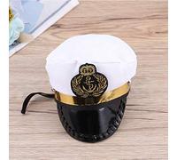 Riuulity Chapeau de Marin Mignon pour Halloween, Chat, Chien, Chapeau de Capitaine Blanc avec Sangle Réglable, Convient pour Les Chiens, Chats, Parfait pour Les Fêtes, Mariages, Défilés, Séances