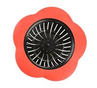 Riuulity Crépine D'évier en TPR en Forme de Fleur en Plastique Durable, Filtre de Vidange Efficace Rouge pour Salle de Bains, Cuisine, Buanderie, Bouchon de Vidange de Sol Créatif 113x78x32mm
