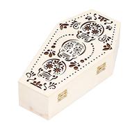 Riuulity Décoration d'halloween 2 Pièces Boîte de Cercueil en Bois Non Fini de Style Gothique, Durable et Durable, 11,4 Oz pour Le Remplissage de la Fête d'halloween (Crâne)