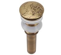 Riuulity Drain D'évier de Salle de Bain en Cuivre Antique avec Trop-plein, Bouchon de Canalisation Escamotable Durable pour Meuble-lavabo, Installation Simple pour Salle de Bain, Tout en Cuivre avec