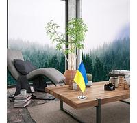 Riuulity Drapeau de Bureau D'Ukraine, Décoration de Bureau Durable et Vive avec Bâton et Base pour Salle de Réunion, Tissu Polyester et Métal (blanc L)