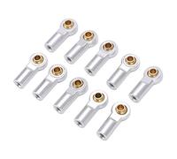 Riuulity Embouts de Biellette RC en Aluminium de qualité Supérieure M3, Joints d'extrémité de Rotule en Métal pour Voiture sur Chenilles SCX10 1/10 RC 10 Pièces (Silver)