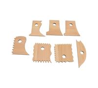 Riuulity Ensemble de 7 Outils de Modelage pour Pieds en Argile, en Bois de Hêtre, avec Différentes Textures et Nervures, pour la Sculpture et le Moulage de la céramique. Outils de