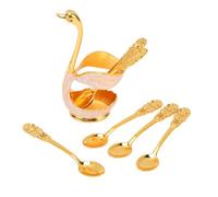 Riuulity Ensemble de Cuillères à café Swan Ensemble de Cuillères à thé en Aluminium Léger et élégant avec Support de Rangement pour le Mélange de Sucre de Crème Glacée de Dessert pour la Table à