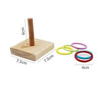 Riuulity Ensemble de Petits Anneaux pour Perroquets, Aide Les Oiseaux à Apprendre des Tours, Base en Bois Naturel, Anneaux en Acrylique, Taille Compacte, Idéal pour Fournir Une Stimulation Mentale,