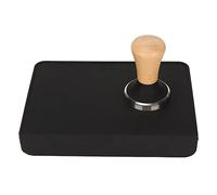 Riuulity Ensemble de Pilon à café et de Tapis, Tapis en Silicone, Pilon à café en Acier Inoxydable avec Manche en Bois, Outils Barista, Presse à café avec Tapis (51 mm / 2,01
