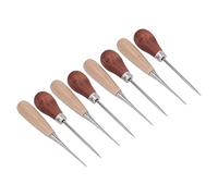 Riuulity Ensemble de Poinçons en Cuir avec Manche en Bois, Outil Multifonction en Acier Inoxydable pour L'artisanat de Bricolage 8 Pièces en Forme de Gourde et Poinçon à Long Manche adapté à la