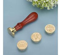 Riuulity Ensemble de Tampons de Sceau de Cire Rétro, Manche en Bois de Rose Poli Multicouche pour Sceller la Cire, Motif de Couronne de Fleur de Neige, 1 Sceau de, Bricolage