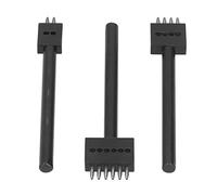 Riuulity Ensemble D'outils de Poinçonnage de Rangée de Cuir, Bricolage, Longue Durée de Vie, Excellent Matériau, 3 Pièces, Poinçon de Rangée Noir en Cuir pour Ceintures, Bottes (6MM)