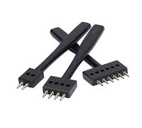 Riuulity Ensemble D'outils de Poinçonnage Professionnel en Rangée de Cuir, Robuste, Différentes Tailles, Poinçonnage Rapide, 3 Pièces pour L'artisanat du Cuir en Acier (6MM)