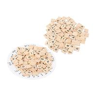 Riuulity Ensemble éducatif D'artisanat en Plaques de Bois Naturel, 2 X Alphabet Anglais Majuscule avec Plaque de Bois Numérotée, Blocs de Puzzle 100 Pièces pour Enfants, Développe la Réalisation (En