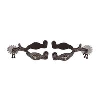 Riuulity Éperons Antiques avec Molette Rotative, Finition Bronze Vintage, Motifs Floraux Sculptés à la Main, Acier à Faible Teneur en Carbone pour équitation