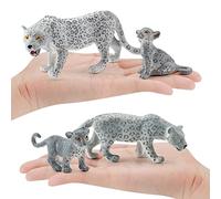 Riuulity Figurine Réaliste de Léopard des Neiges, Modèle d'animaux, Matériau en PVC, Décoration Idéale pour Les Chambres à Coucher, Les Bureaux, Durable et Doux (4 modèle léopard)