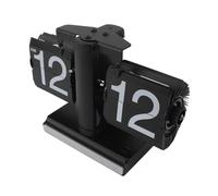 Riuulity Horloge de Bureau Rétro à Rabat en Acier Inoxydable 304 avec Lumière LED, Mécanisme de Réglage de L'heure Unique, Idéale pour Le Père, Le Mari et Les Amis (Tout Noir)