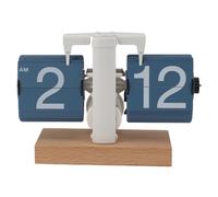 Riuulity Horloge Rabattable Exquise Horloge de Table Numérique Rétro à Bascule Mécanique avec Base en Bois pour Bureau à Domicile Chambre étude PVC Acier Inoxydable (Page Bleue)