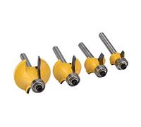 Riuulity Jeu de Mèches de Routeur en Alliage, 4 Pièces, Outils Efficaces pour le Travail du Bois, pour le Fraisage et la Gravure, Jaune de 1/2 "à 1/8", Parfait pour les Menuisiers