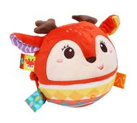 Riuulity Jouet Hochet en Peluche pour bébé, Balle Sensorielle pour bébé avec Papier Bruissant, Balle Musicale à Saisir à la Main pour 0 à 6 Mois, Jouet éducatif pour Nouveau-nés (Biche)