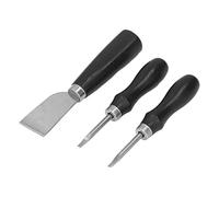 Riuulity Kit de Couteaux à Découper en Acier avec Manche en Bois de Santal Tranchant pour L'artisanat du Cuir, 1 Mm, 2 Biseaux de Bord en Cuir pour Sacs à Main, Portefeuilles