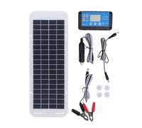 Riuulity Kit de Panneau Solaire 30 W, Panneau de Chargeur Solaire en Silicium Polycristallin, Contrôleur de Charge 100 A, Allume-cigare, Ensemble Portable pour Voiture, Pique-nique en