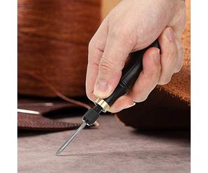 Riuulity Kit de Poinçon de Couture en Cuir 4 en 1 de Haute qualité avec Poignée en ébène, Ensemble de Remplacement Pratique pour les Artisans du Cuir