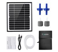 Riuulity Kit de Pompe à Air à Oxygène à énergie Solaire pour Aquarium, Aérateur Oxygénateur Efficace avec 2 Pierres à Bulles d'air pour la Vie de L'étang et l'eau Propre (Black)