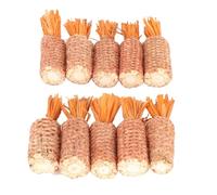 Riuulity Lot de 10 Jouets en épi de Maïs pour Lapin pour Un Broyage Sain des Dents, Jouets à Mâcher Conçus en Forme de Carotte pour Petits Animaux et Perroquets, Matériau Non Toxique en Coque de