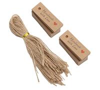 Riuulity Lot de 100 étiquettes Cadeaux Rustiques en Papier Kraft avec Ficelle, 5,1 X 2 Cm, Idéales pour les Fêtes de Mariage, les Arbres à Souhaits, les Inserts de Cupcakes, les étiquettes de Prix