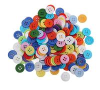 Riuulity Lot de 200 Boutons Brillants en Résine de Couleurs Mélangées pour Projets de Bricolage, Idéaux pour la Couture et L'artisanat, Boutons Ronds de 15 Mm à 4 Trous pour Pulls pour Enfants,