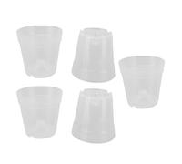 Riuulity Lot de 5 Pots à Orchidées avec Trous, Soucoupes, Forte durabilité, Choix de Cadeau pour Les Jardiniers, Ensemble de Pots de Fleurs en Plastique Transparent avec Trou de Drainage pour Toutes