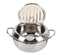 Riuulity Marmite à Friteuse en Acier Inoxydable 201, Marmite à Chauffage Rapide avec Couvercle Thermomètre, égouttoir à Huile, Multifonctionnelle pour Pommes de Terre, Poulet, avec Plus (20cm)