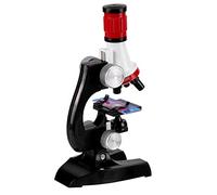 Riuulity Microscope Jouet éducatif pour Enfants avec Lumière LED Grossissement 100X 400X 1200X pour L'apprentissage des Sciences à la Maison Rouge et Noir