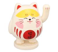 Riuulity Mignon Chat Porte-Bonheur Agitant Solaire, Ornement de Bienvenue pour la Richesse, pour Hôtel, café, Plastique 3,5 Pouces (Rose jaunâtre)