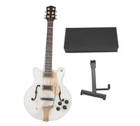 Riuulity Mini Modèle de Guitare en Bois, Décoration de Maison Miniature, Réplique de Guitare de Collection avec étui, Ornement D'instrument de Musique Creux pour Affichage sur étagères