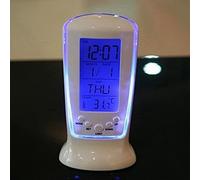 Riuulity Mini Réveil Musical de Conception Simple avec Rétro-éclairage Bleu, Horloge électronique Lumineuse à Coque ABS pour Chambre ou Bureau (510 Horloge)