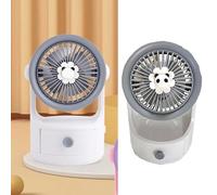 Riuulity Mini Ventilateur de Bureau USB Ventilateur de Table Portable Petit de Refroidissement Personnel avec un Design de Dessin animé Mignon et Tiroir Pratique pour (GREY)