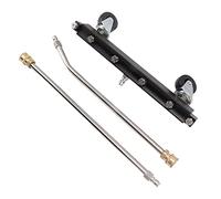 Riuulity Nettoyeur de Train de Roulement à Roue Pivotante, Balai à Eau Durable en Acier Inoxydable 4000psi sous la Voiture avec 6 Buses pour Patio et Cour Noir (Arroseur de châssis de Voiture)